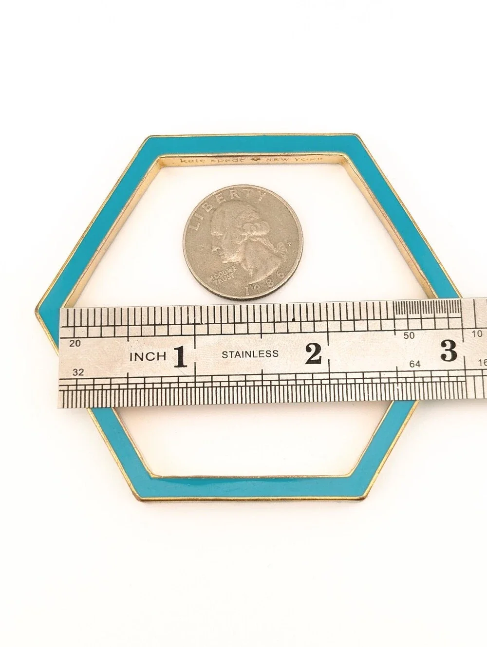 Kate Spade Hexagon Gold & Teal Enamel Bangle - Picture 4 of 6